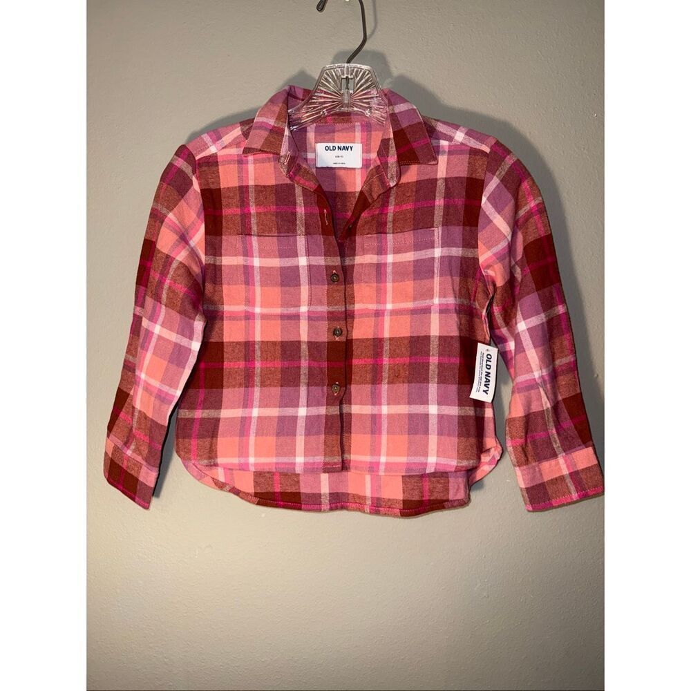 Old navy plaid button up long sleeve S (6-7) NWT #660
